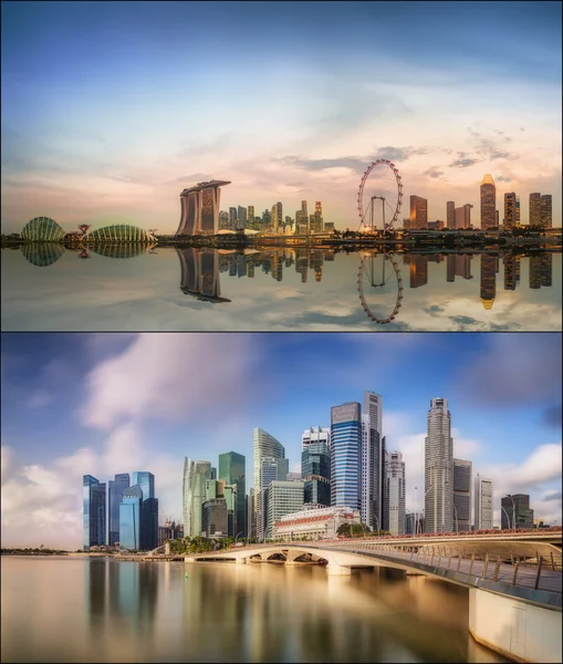 Conjunto de Singapore Skyline e vista para Marina Bay — Fotografia de Stock
