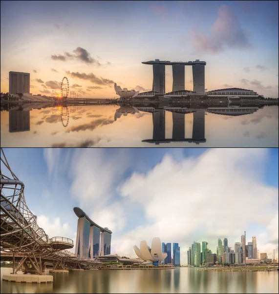 Set of Singapore Skyline and view in Marina Bay — Stock Photo, Image