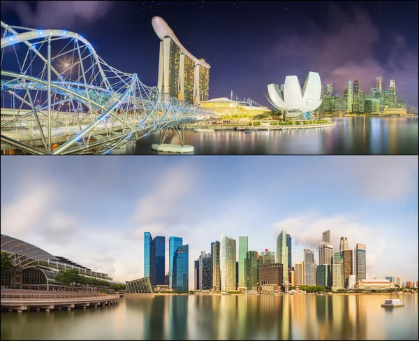 Set di Singapore Skyline e vista a Marina Bay — Foto Stock