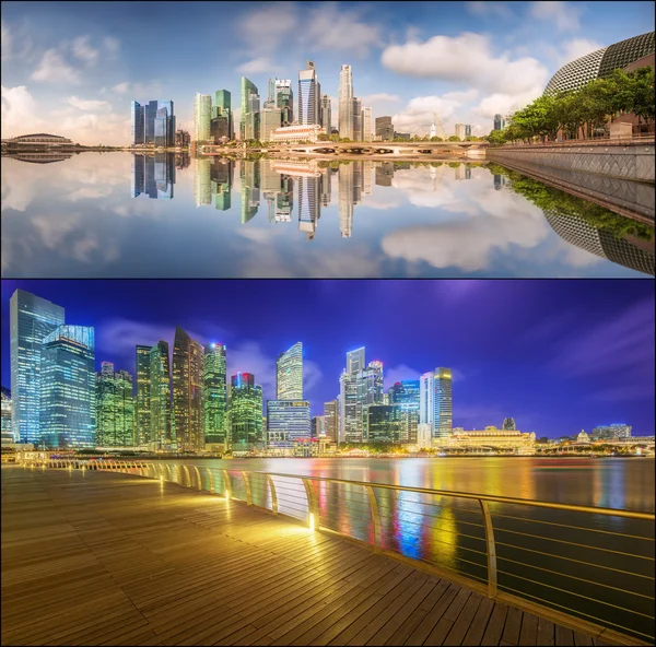 Set of Singapore Skyline and view in Marina Bay — Stock Photo, Image