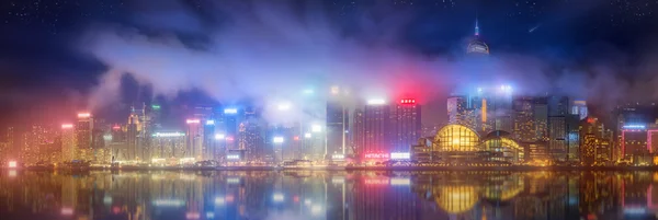 Panorama van Hong Kong en Financial district — Stockfoto