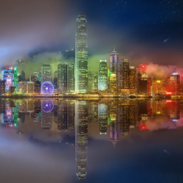 Panorama des Hongkong und des Finanzdistrikts — Stockfoto