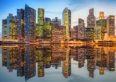 Singapur manzarası ve marina Bay görünümü