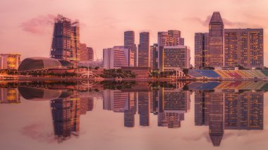 Singapur manzarası ve marina Bay görünümü