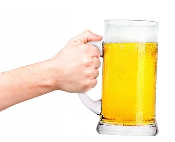 Birra con uomo mano fare toast — Foto Stock