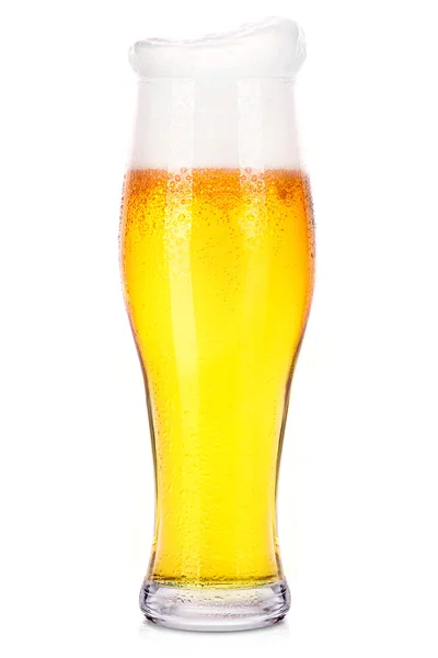 Frosty glass of light beer isolated — Stock Photo, Image