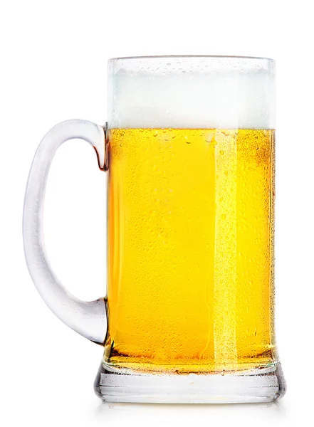 Frosty fresh beer with foam — Stock Photo, Image