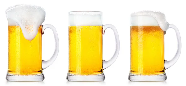 Frosty glasses of light beer isolated — Stock Photo, Image