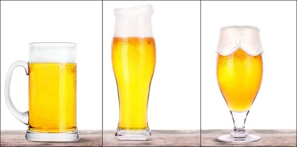 Frostige Gläser mit leichtem Bier isoliert — Stockfoto