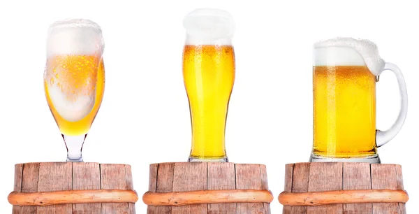 Frosty glasses of light beer isolated — Stock Photo, Image