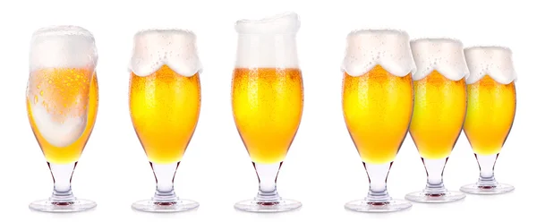 Frosty glasses of light beer isolated — Stock Photo, Image