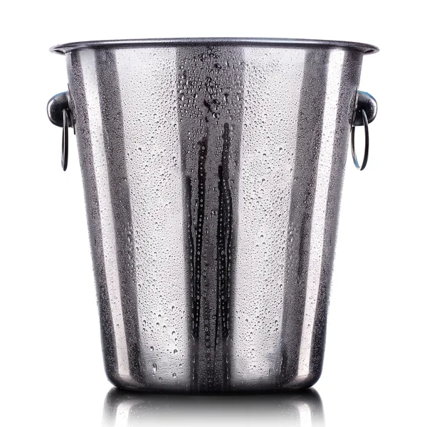 Champagne Metal ice bucket isolated on a white — Stock Photo, Image