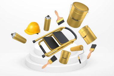 Tek renkli arka planda ürün sergisi için soyut sahne ya da podyum. Ürün sunumu için 3d görüntü oluşturma veya sahnede, kaidede veya platformda kozmetik ürünü gösterme