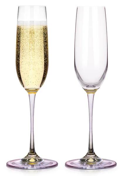 Окуляри шампанського ізольовані на білому — стокове фото