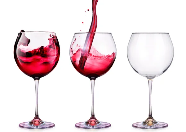 Nastavit od sklenice s vínem izolovaných na bílém — Stock fotografie