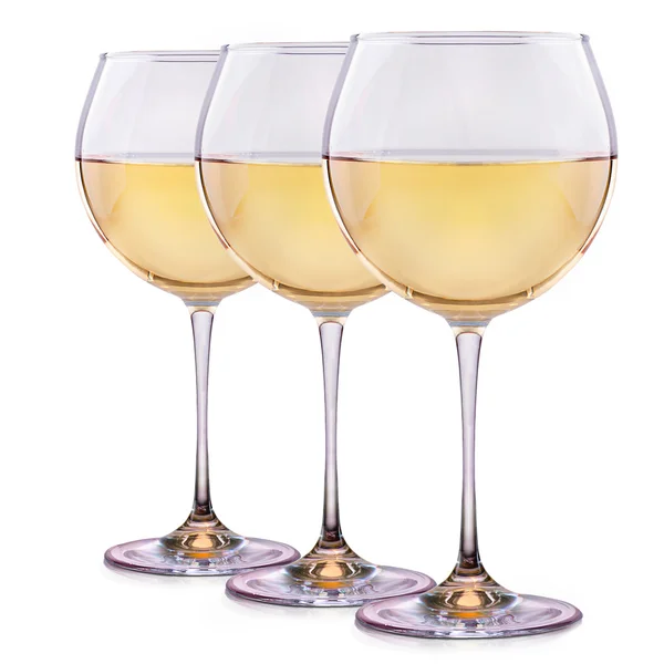 Set aus Gläsern mit Wein isoliert auf einem weißen — Stockfoto