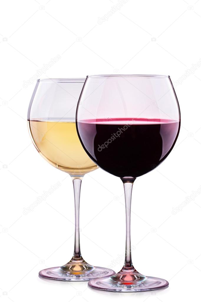 Set from glasses with wine isolated on a white