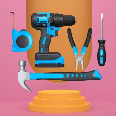 Tek renkli arka planda ürün sergisi için soyut sahne ya da podyum. Ürün sunumu için 3d görüntü oluşturma veya sahnede, kaidede veya platformda kozmetik ürünü gösterme