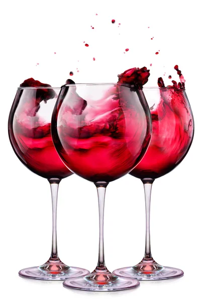 Set from glasses with wine isolated on a white — Stock Photo, Image