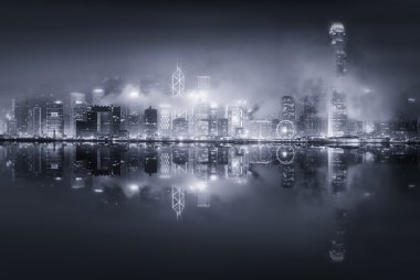 Hong Kong, siyah ve beyaz Panoraması
