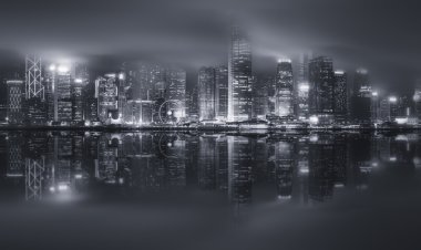 Hong Kong, siyah ve beyaz Panoraması