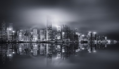 Hong Kong, siyah ve beyaz Panoraması