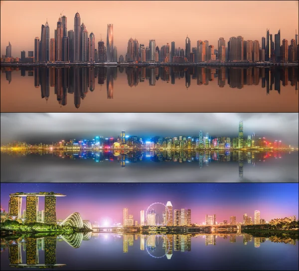 Mooie set van Dubai, Singapore, Hong Kong — Stockfoto