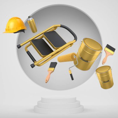 Tek renkli arka planda ürün sergisi için soyut sahne ya da podyum. Ürün sunumu için 3d görüntü oluşturma veya sahnede, kaidede veya platformda kozmetik ürünü gösterme