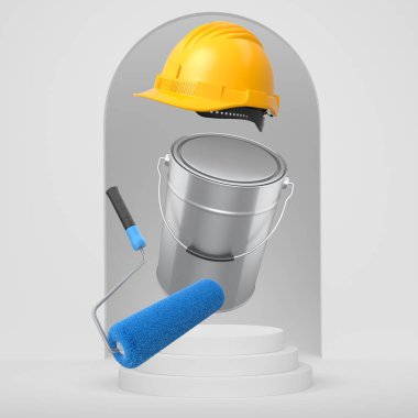 Tek renkli arka planda ürün sergisi için soyut sahne ya da podyum. Ürün sunumu için 3d görüntü oluşturma veya sahnede, kaidede veya platformda kozmetik ürünü gösterme