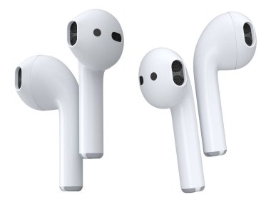 Kablosuz kulaklıklar, beyaz arka planda izole edilmiş, teknoloji aletleri kavramı.