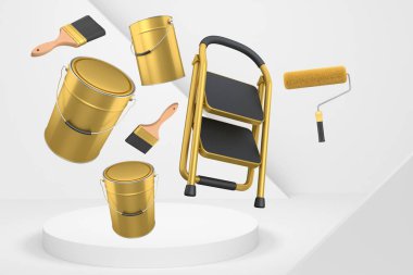 Tek renkli arka planda ürün sergisi için soyut sahne ya da podyum. Ürün sunumu için 3d görüntü oluşturma veya sahnede, kaidede veya platformda kozmetik ürünü gösterme