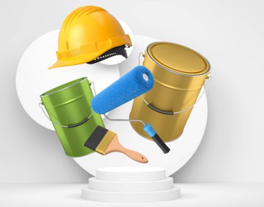 Tek renkli arka planda ürün sergisi için soyut sahne ya da podyum. Ürün sunumu için 3d görüntü oluşturma veya sahnede, kaidede veya platformda kozmetik ürünü gösterme