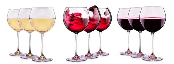 Set from glasses with wine isolated on a white — Stock Photo, Image