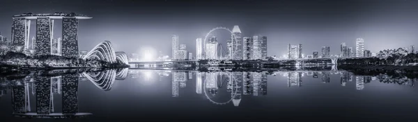 Singapore Skyline și Marina Bay, alb-negru — Fotografie, imagine de stoc
