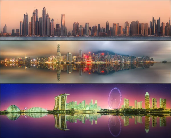 Belo conjunto de Dubai, Singapura, Hong Kong — Fotografia de Stock