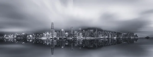 Panorama Hong Kong-ului, alb-negru — Fotografie, imagine de stoc