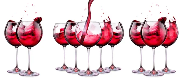 Conjunto de copos com vinho isolado em um branco — Fotografia de Stock