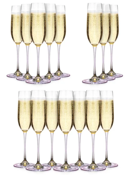 シャンパン、白で隔離されるのメガネ — ストック写真