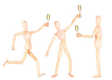 Beyaz izole içecekler ile toasting kavramı