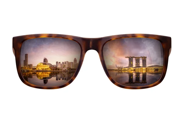 Gafas de sol con hermoso panorama de Singapur — Foto de Stock