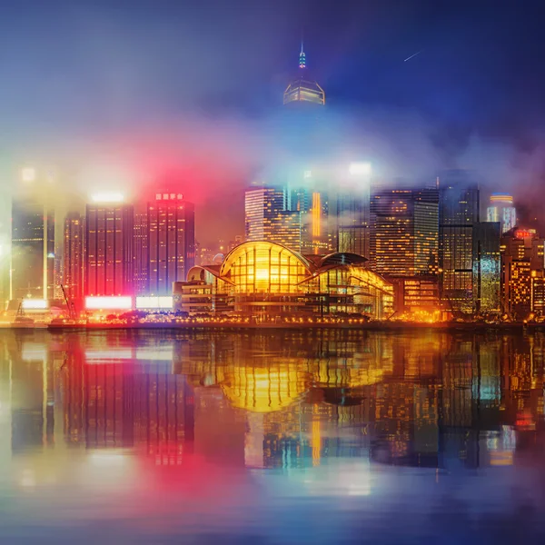 Panorama van Hong Kong en Financial district — Stockfoto