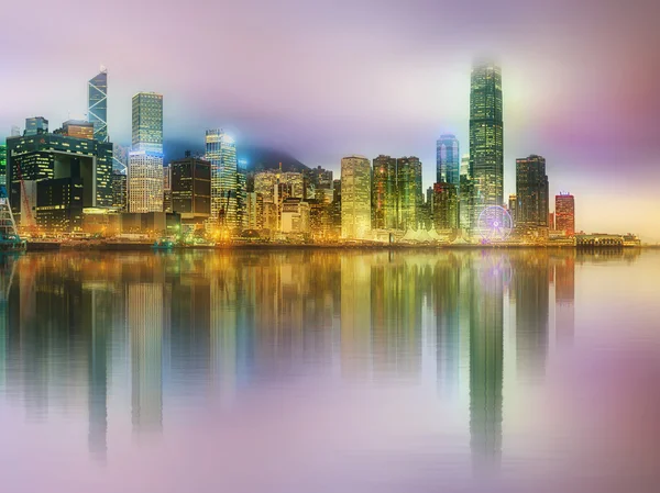 Panorama van Hong Kong en Financial district — Stockfoto