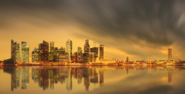 Singapur manzarası ve marina Bay görünümü