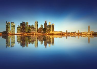 Singapur manzarası ve marina Bay görünümü
