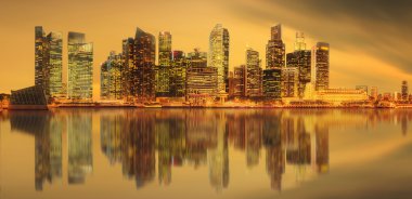 Singapur manzarası ve marina Bay görünümü