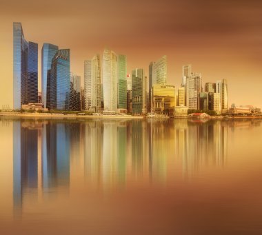 Singapur manzarası ve marina Bay görünümü