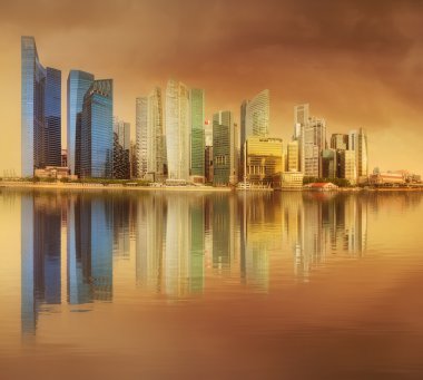 Singapur manzarası ve marina Bay görünümü