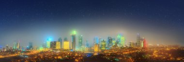 Istanbul ve Boğaziçi Köprüsü'nde gece Panoraması