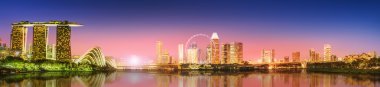 Singapur manzarası ve marina Bay görünümü
