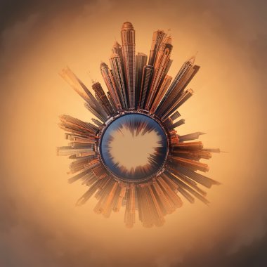 Miniature Planet with buildings in Dubai